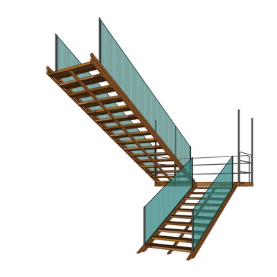 现代转角楼梯免费su模型(1)