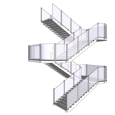 现代玻璃旋转楼梯免费su模型(1)