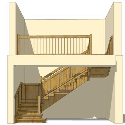 现代实木楼梯免费su模型(1)
