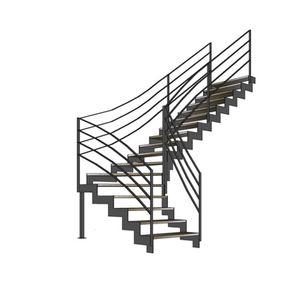 现代转角楼梯免费su模型(1)