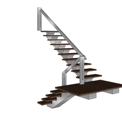 现代转角楼梯免费su模型(1)