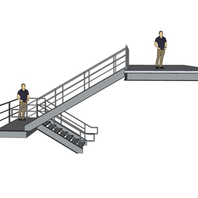 现代转角楼梯免费su模型(1)