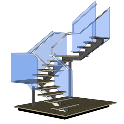 现代楼梯免费su模型(1)