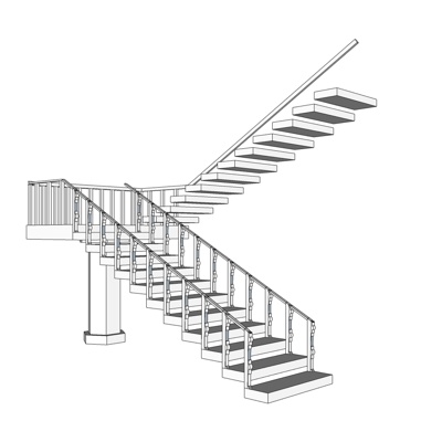 简欧楼梯免费su模型(1)
