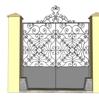 欧式铁艺庭院围栏免费su模型(1)