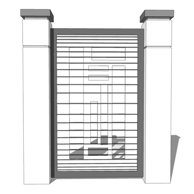 现代金属围墙护栏免费su模型(1)