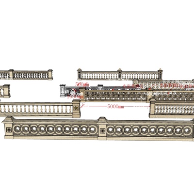 欧式石雕护栏免费su模型(1)