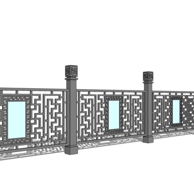 中式实木护栏免费su模型(1)