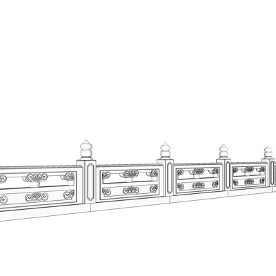 中式石雕护栏免费su模型(1)
