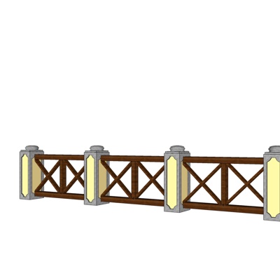 新中式实木护栏免费su模型(1)