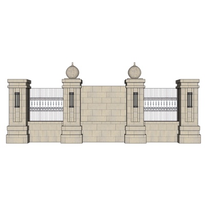欧式庭院围墙免费su模型(1)