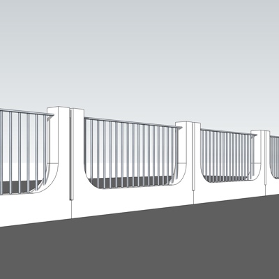 现代铁艺护栏免费su模型(1)