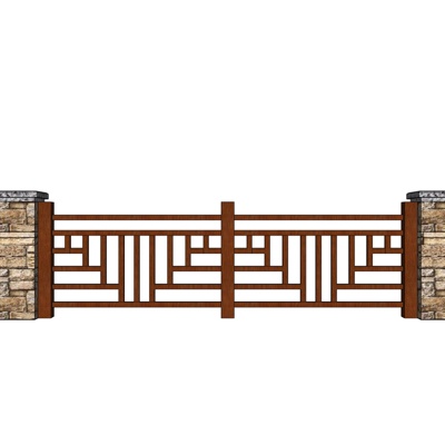 新中式木质护栏免费su模型(1)