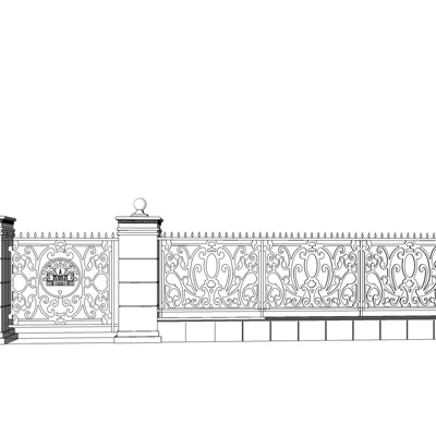 欧式铁艺围栏免费su模型(1)
