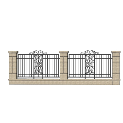 欧式围墙铁艺围栏免费su模型(1)