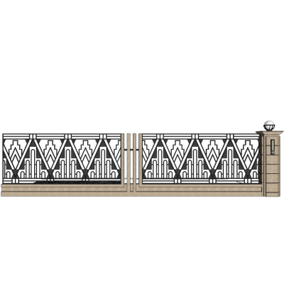 欧式围墙铁艺围栏免费su模型(1)