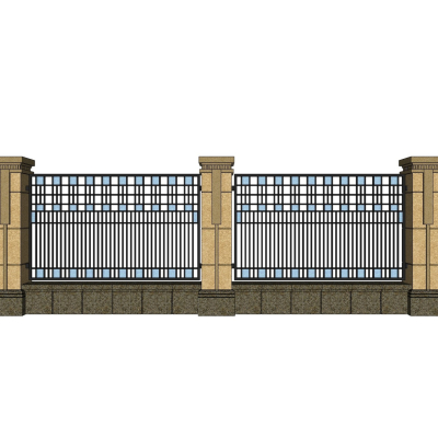 欧式围墙铁艺围栏免费su模型(1)