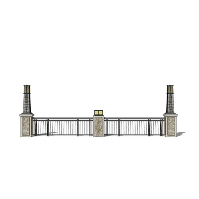 欧式围墙护栏免费su模型(1)