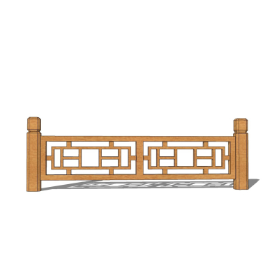 新中式实木护栏免费su模型(1)