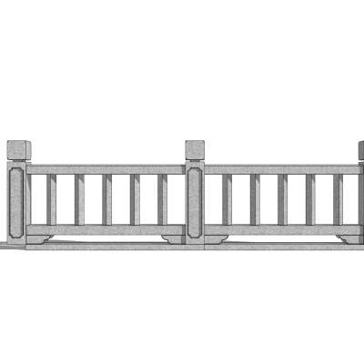中式石材护栏免费su模型(1)