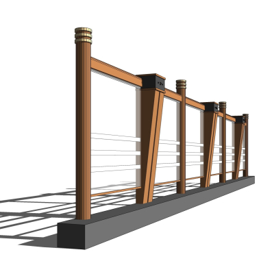 现代玻璃护栏免费su模型(1)