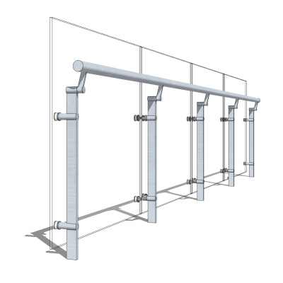 现代玻璃护栏免费su模型(1)