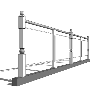 现代玻璃护栏免费su模型(1)