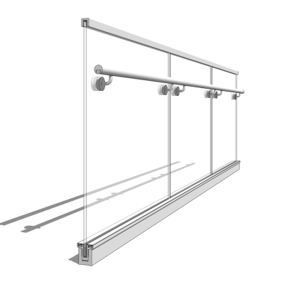 现代玻璃护栏免费su模型(1)
