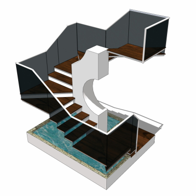 现代楼梯免费su模型(1)