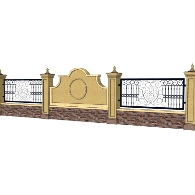 简欧围墙护栏免费su模型(1)