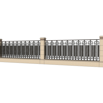 新中式围墙护栏免费su模型(1)