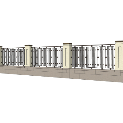 现代围墙护栏免费su模型(1)