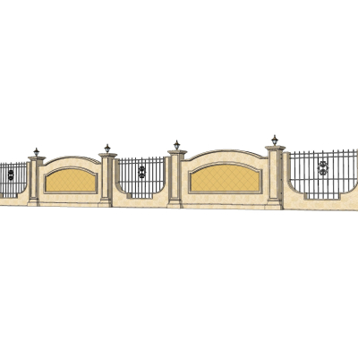 现代围墙护栏免费su模型(1)
