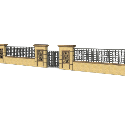 现代围墙护栏免费su模型(1)