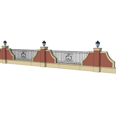 简欧围墙护栏免费su模型(1)