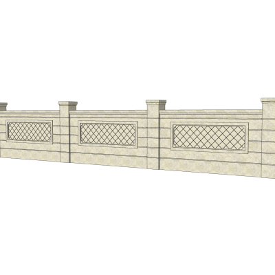 现代围墙护栏免费su模型(1)