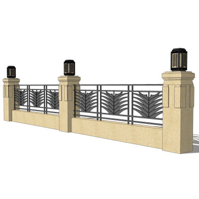 简欧围墙护栏免费su模型(1)