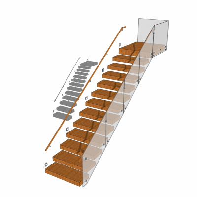 现代楼梯免费su模型(1)