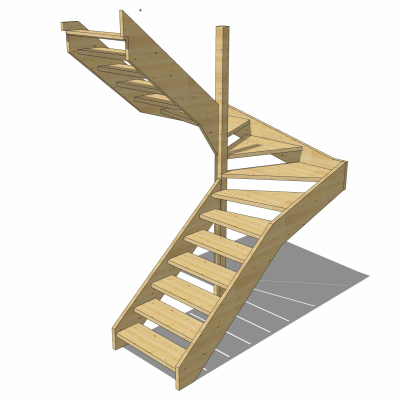 自然风实木楼梯免费su模型(1)