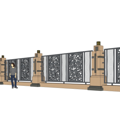 新古典围墙免费su模型(1)