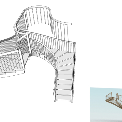 现代楼梯免费su模型(1)