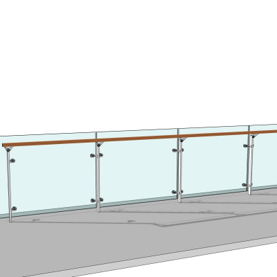 现代玻璃护栏免费su模型(1)