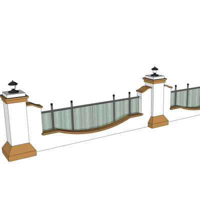 欧式围墙栏杆免费su模型(1)