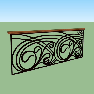 现代金属栏杆护栏免费su模型(1)