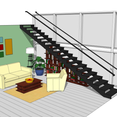 现代楼梯免费su模型(1)