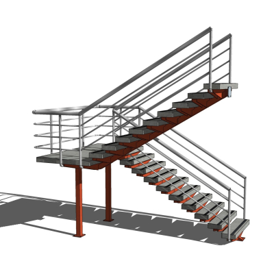 工业风金属楼梯免费su模型(1)
