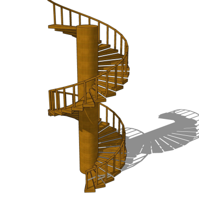 现代实木螺旋楼梯免费su模型(1)