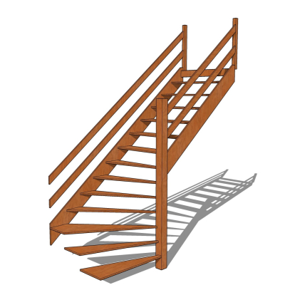 现代实木楼梯免费su模型