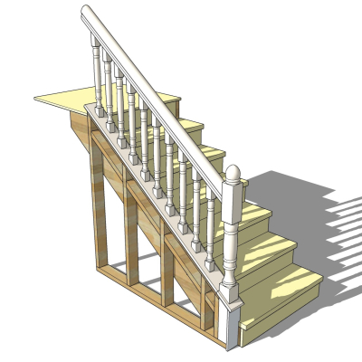 美式实木楼梯免费su模型(1)