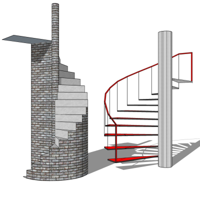 现代螺旋楼梯免费su模型